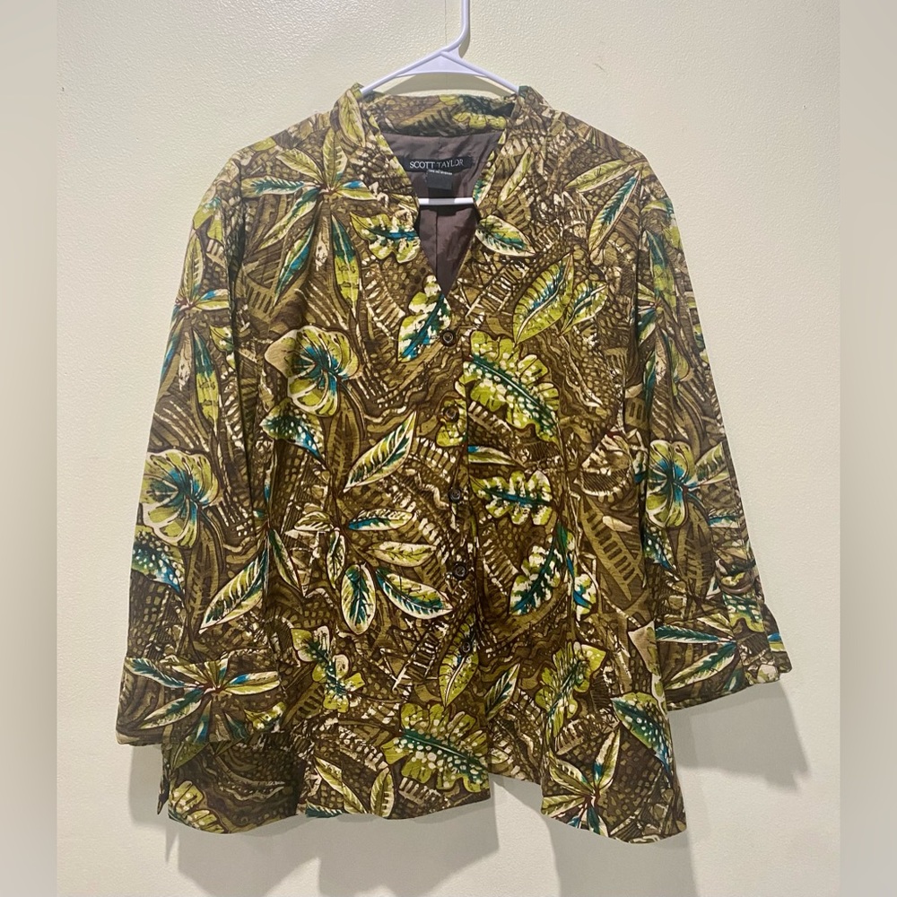 Scott Taylor jacket/blazer tropical print size 2X